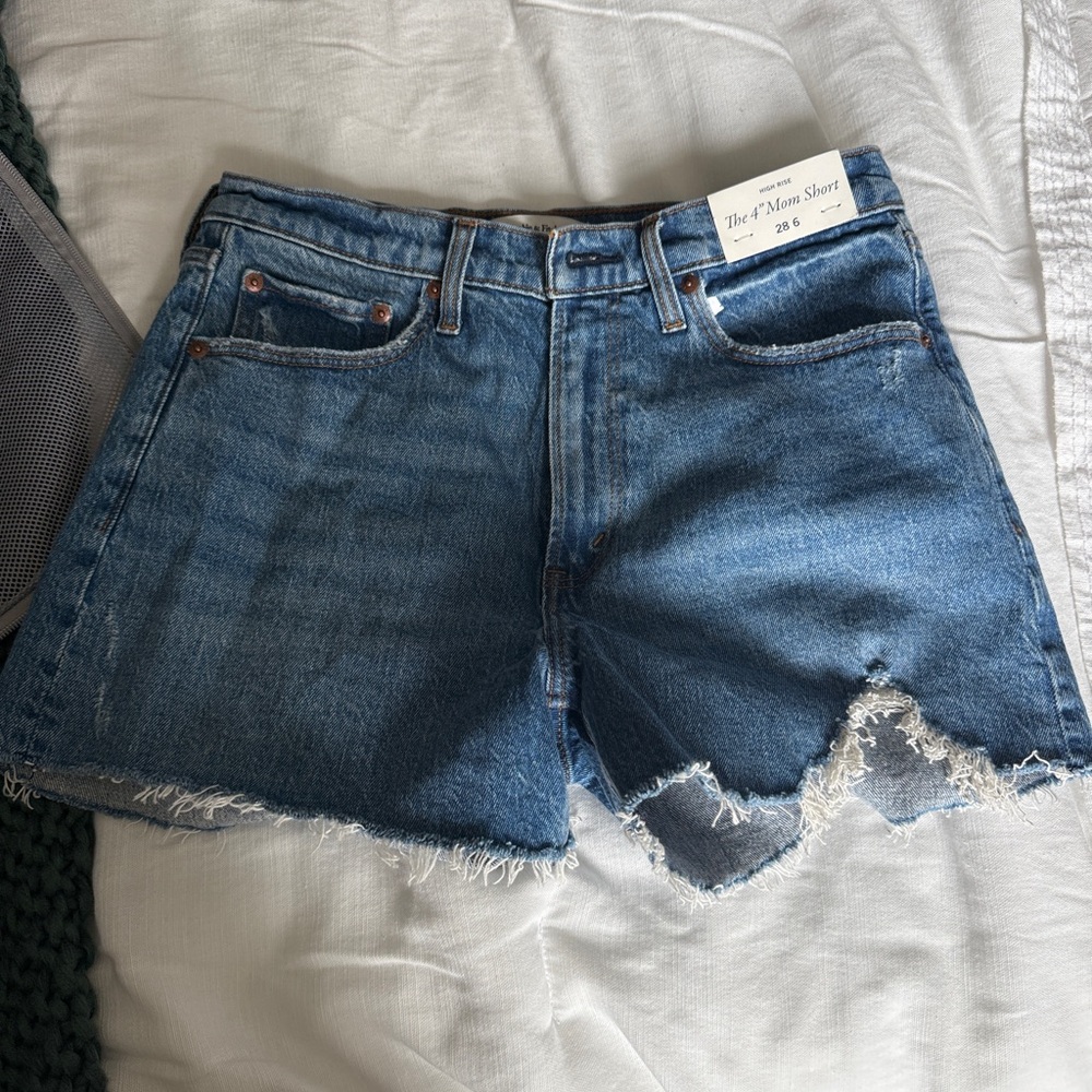 Abercrombie & Fitch Distressed Blue Denim Cutoff Shorts